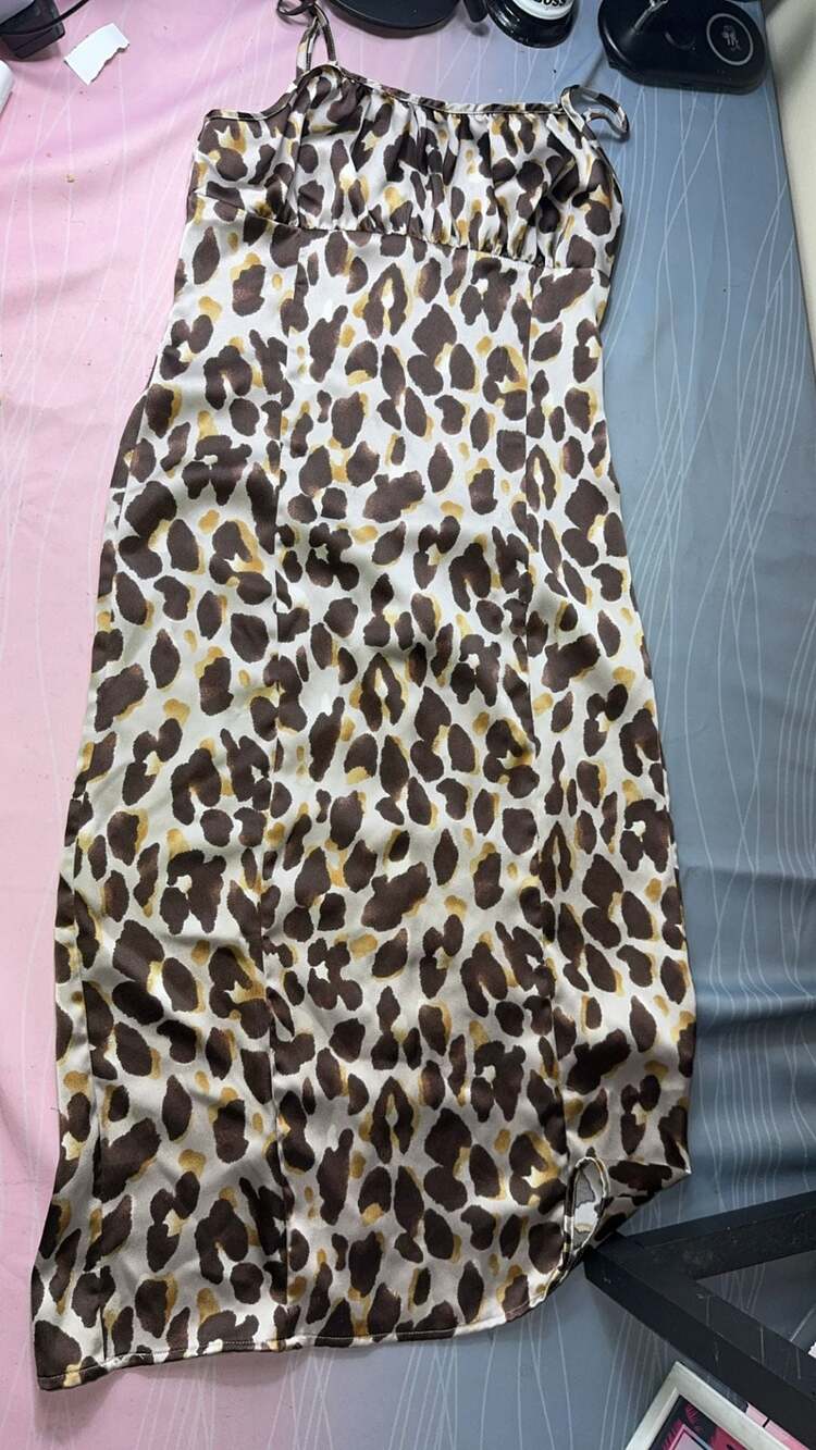 Forever 21 Satin Leopard Print Midi Dress